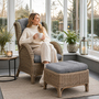 Rattan Relaxsessel mit Fu�hocker inklusive Sitzpolster Dunkel Grau
