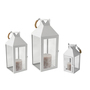 3er Laternen Set Windlicht Gartenlaterne wei� 25/40/51cm Lichterketten