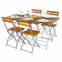 Biergarten Set Klapptisch + 4 Klappst�hle Stahl Akazie 120x60cm