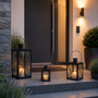 Laternen-Set 3-tlg. aus Metall Schwarz F�r Kerzen LED-Kerzen und Deko