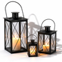 Laternen-Set 3-tlg. aus Metall Schwarz F�r Kerzen LED-Kerzen und Deko