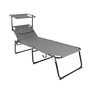 XXL Gartenliege Grau aus Aluminium gepolstert mit Sonnendach L200xB70cm 