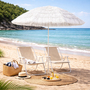 Hawaii Sonnenschirm Gartenschirm Strandschirm rund 1,6m Wei� 