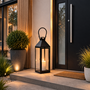 XXL Garten - Laterne Windlicht Schwarz Metall 54cm