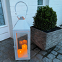 Gro�e Garten - Laterne Windlicht wei� Glas Metall 54cm