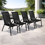 4er Outdoorstuhl Gartenstuhl Stapelstuhl Metall Anthrazit schwarz