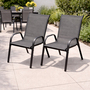 2er Outdoorstuhl Gartenstuhl Stapelstuhl Metall Textilen Anthrazit 