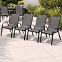 4er Outdoorstuhl Gartenstuhl Stapelstuhl Metall Textilen Anthrazit 