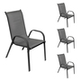 4er Outdoorstuhl Gartenstuhl Stapelstuhl Metall Textilen Anthrazit 