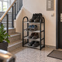 Schuhregal Regal Schuhaufbewahrung Kunststoff Schwarz Silber 4 Etagen H65cm