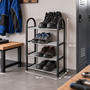 Schuhregal Regal Schuhaufbewahrung Kunststoff Schwarz Silber 4 Etagen H65cm