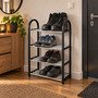 Schuhregal Regal Schuhaufbewahrung Kunststoff Schwarz Silber 4 Etagen H65cm