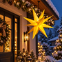 LED Weihnachtsstern Gold  25cm Stern Faltstern Innen Aussen Timer Batterie