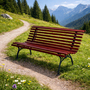 XL Gartenbank Parkbank Massivholz Metall pulverbeschichtet Dunkelbraun