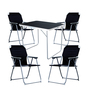 5-tlg. Camping Set Campingtisch 4 x Campingstuhl Klappstuhl schwarz