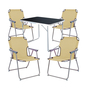5-tlg Camping Set Gartenm�bel Campingtisch + 4 Campingstuhl Klappstuhl Beige