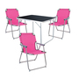 4-tlg Camping Set Gartenm�bel Campingtisch + 3 Campingstuhl Klappstuhl Pink