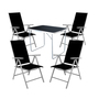 5-tlg Camping Set Gartenm�bel Campingtisch + 4 Klappstuhl schwarz