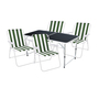 5-teiliges Campingm�bel Set Alu schwarz 120x60x58/70cm gr�n-wei�