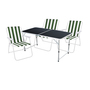 4-teiliges Campingm�bel Set Alu schwarz 120x60x58/70cm gr�n-wei�