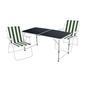 3-teiliges Campingm�bel Set schwarz Alu 120x60x58/70cm gr�n-wei�