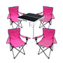 5-teiliges Campingm�bel Set pink Tisch schwarz + Campingst�hle
