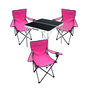 4-teiliges Campingm�bel Set pink Tisch schwarz + Campingst�hle