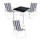 4-teiliges Campingm�bel Set Alu L80xB80xH70cm Blau gestreift