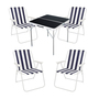 5-teiliges Campingm�bel Set Alu L80xB80xH70cm Blau gestreift