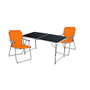 3-teiliges Campingm�bel Set Black Alu 120x60x58/70cm Orange