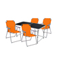 5-teiliges Campingm�bel Set Black Alu 120x60x58/70cm orange
