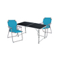 3-teiliges Campingm�bel Set Black Alu 120x60x58/70cm Petrol