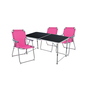 4-teiliges Campingm�bel Set Black Alu 120x60x58/70cm pink