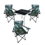 4-teiliges Campingm�bel Set Camouflage Tisch schwarz + Campingst�hle