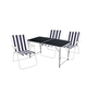 4-teiliges Campingm�bel Set Black Alu 120x60x58/70cm Blau-Wei�