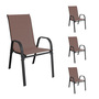 4er Outdoorstuhl Gartenstuhl robust Stapelstuhl Metall Textilen Braun