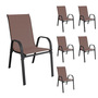 6er Outdoorstuhl Gartenstuhl robust Stapelstuhl Metall Textilen Braun