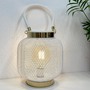LED Tischlampe Nachttischlampe Metalllampe Laterne Batterie 16xH20cm 