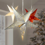 LED Papier Weihnachtsstern  60cm Fensterstern Faltstern Innen warmwei Batterie