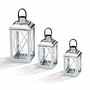 3er Set Edelstahl Glas Laternen Windlicht Gartenlaterne  H25/35/49cm 