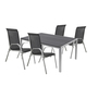 5tlg Gartenm�bel Set Alu silber Non-Wood 180x90cm + 4 Stapelst�hlen  