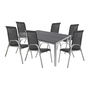 7tlg Gartenm�bel Set Alu silber Non-Wood 180x90cm + 6 Stapelst�hlen  