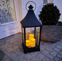 XXL Laterne Windlicht Stalllaterne Gartenlaterne + 3 LED Kerzen Timer H59xB24cm
