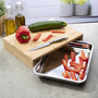 Bambus Schneidebrett Holzbrett mit Edelstahlschale B38xT27xH7cm