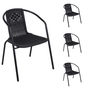 4 Stck Stabiler Rattan-Design Bistrostuhl Stapelstuhl Stahl schwarz