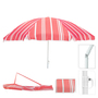 Sonnenschirm rund 1,80m Rot gestreift Polyester knickbar UV Schutz 30+