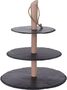 Runde Schiefer-Etagere Servierregal 3-st�ckig 30/25/20/H36cm