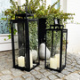 2tlg Metall Laternen Set Schwarz Gartenlaterne Windlicht H50/40cm
