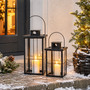 2tlg Metall XXL Laternen Set Schwarz Gartenlaterne Windlicht H58/45cm