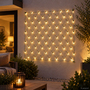 100 LED Lichternetz Lichterkette warmwei� Innen Aussen Timer Batterie